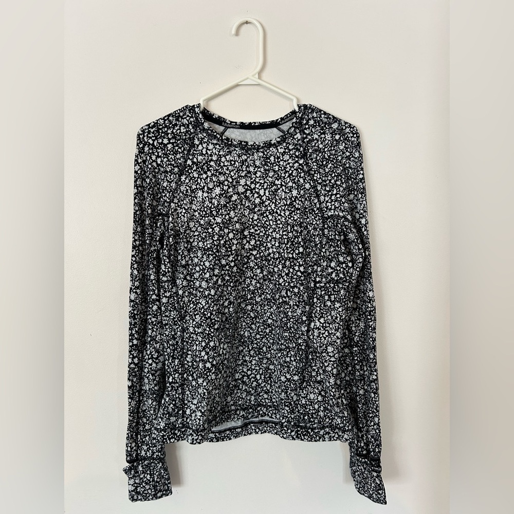 Lululemon Its Rulu Run Long Sleeve Shirt Venture Floral Alpine White Black Large